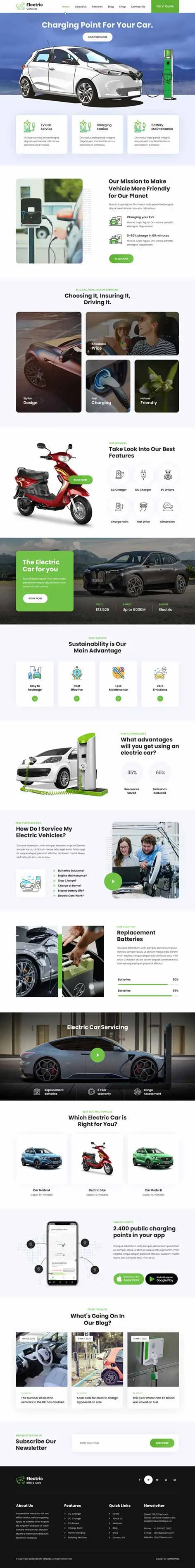 electric cars WordPress theme