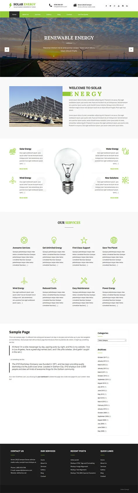 free clean energy WordPress theme