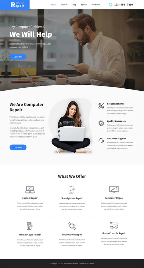 free computer repair WordPress theme