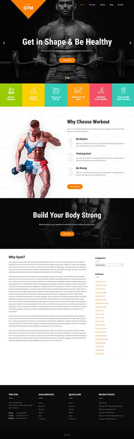 free gym WordPress theme