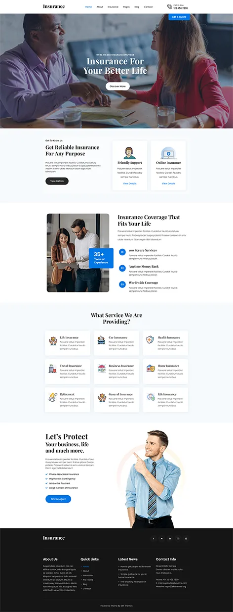 free insurance company WordPress theme