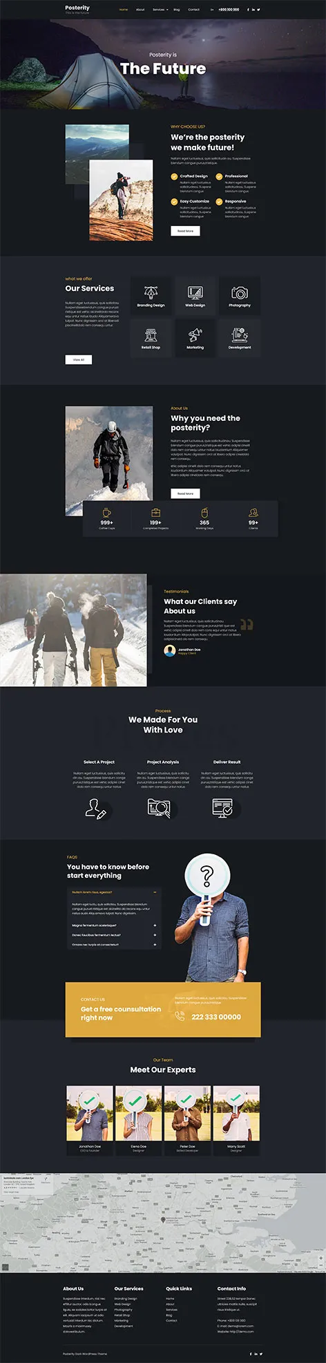 free minimal dark WordPress theme