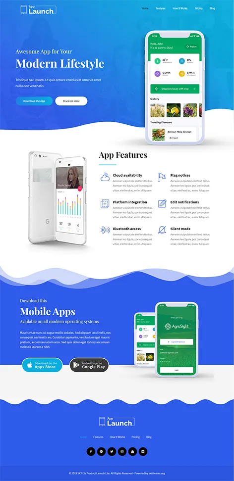 free mobile app WordPress theme