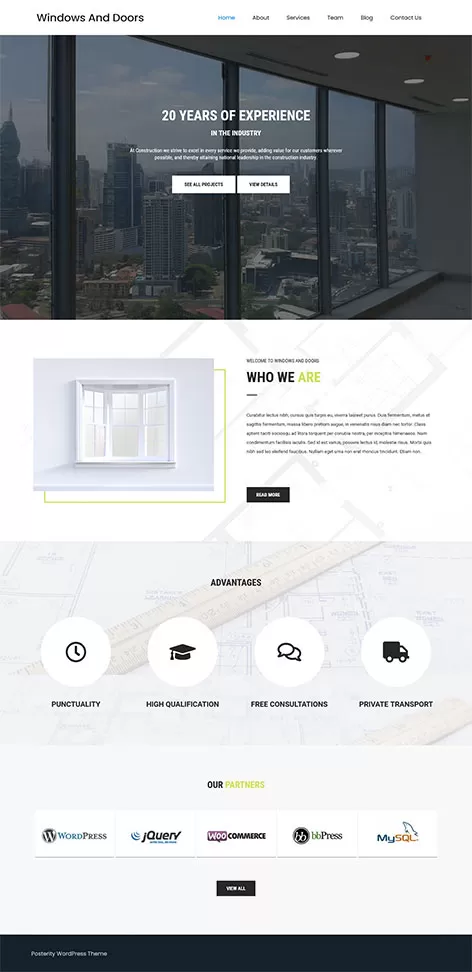 free windows and doors wordpress theme