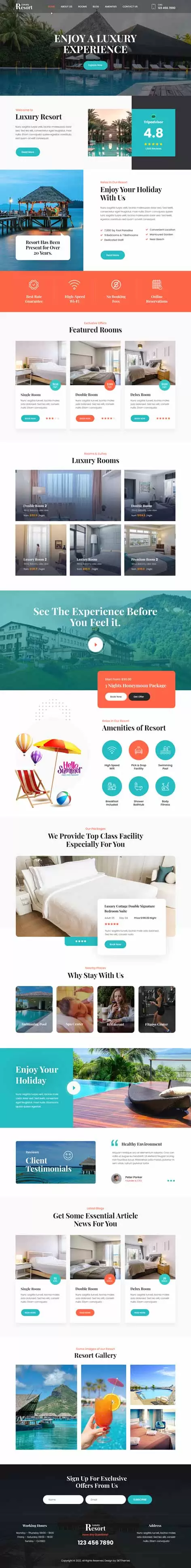 luxury resort WordPress theme