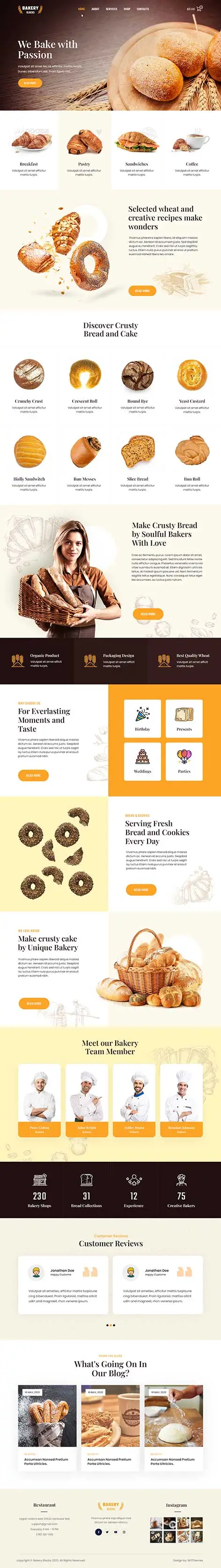 pastry shop WordPress theme