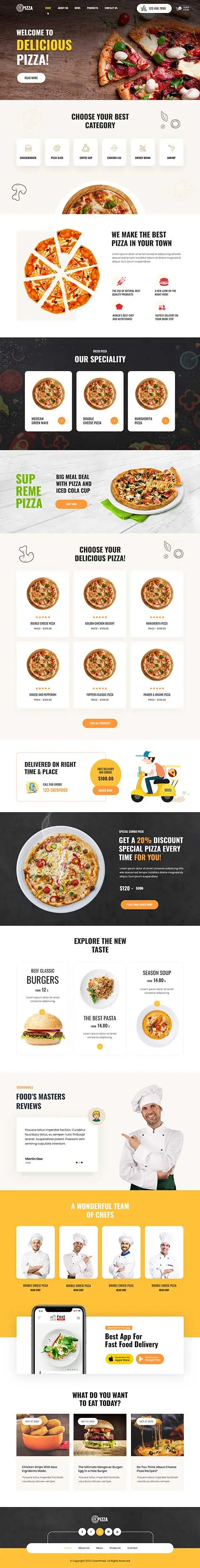 pizza restaurant WordPress theme
