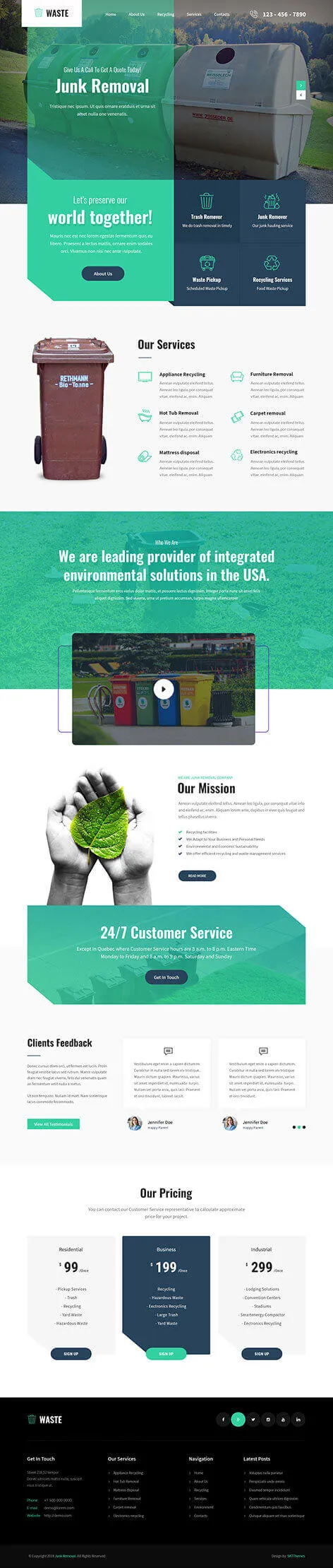 waste management WordPress theme